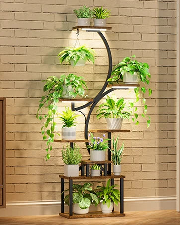 Stand Indoor with Grow Lights, 6-Tiered Tall Plant Shelf, 63"