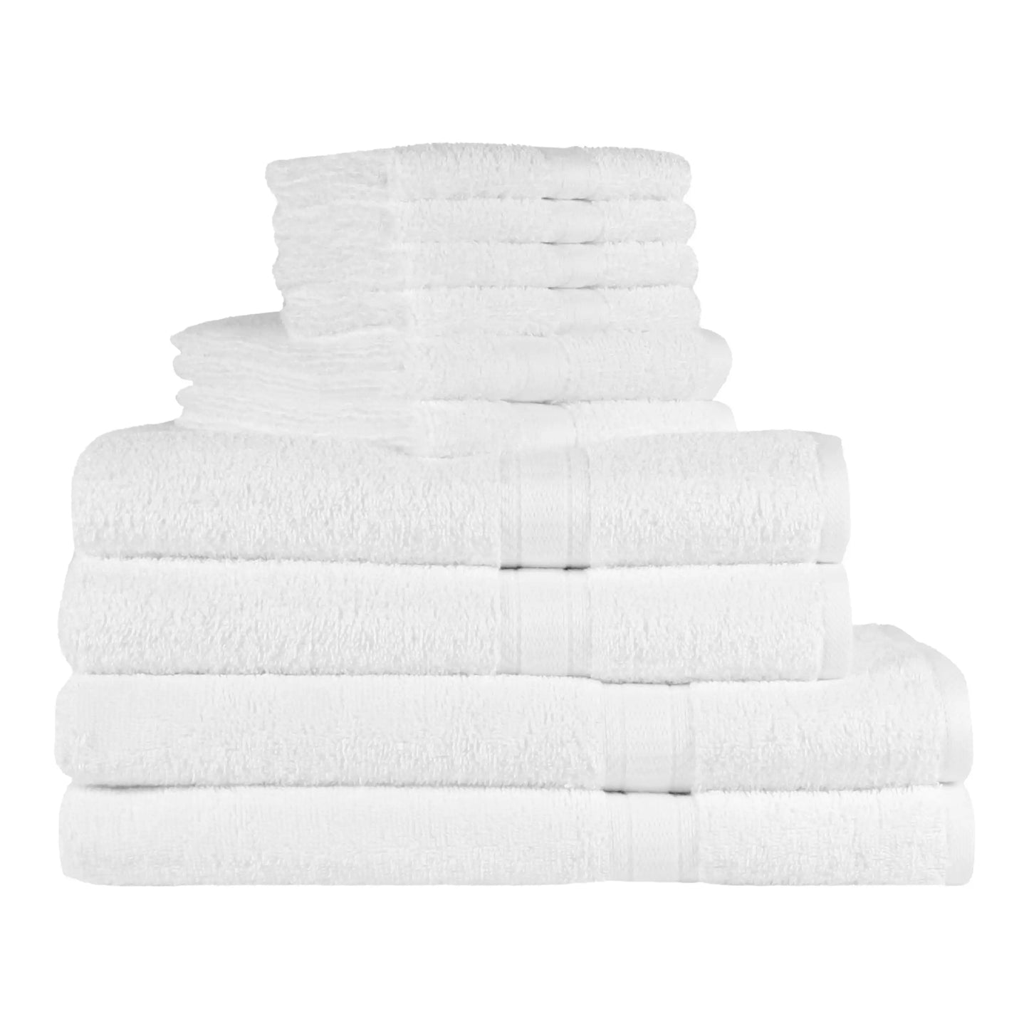 Solid 6/10/18-Piece Cotton Textured Bathroom Towel Sets