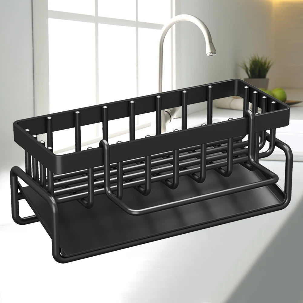 Dish Drainer Sink Basket with Removable Dishcloth Rack