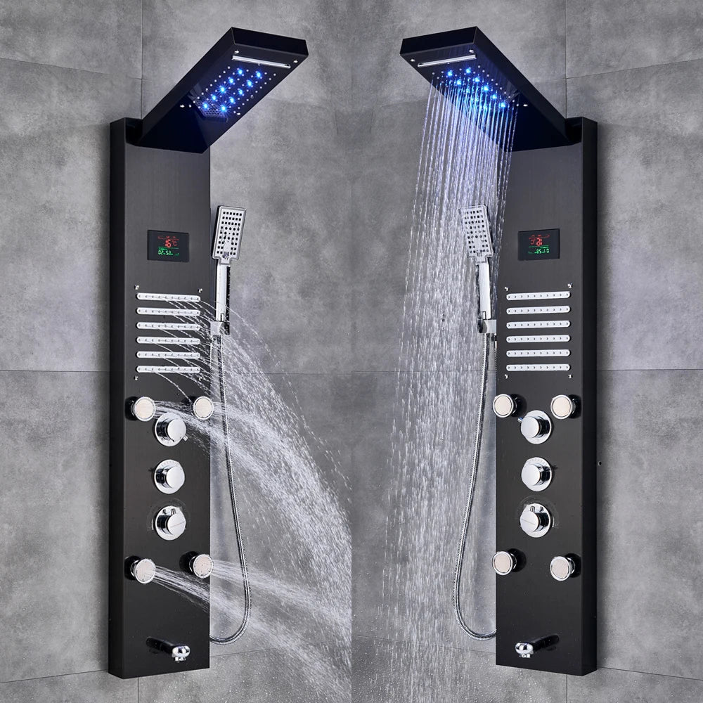 Digital Display System Waterfall Rain Spa Luxury Shower