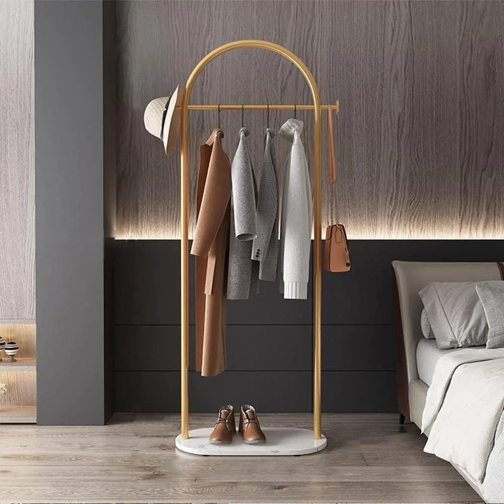 Gold Garment coat Rack for Hanging Heavy-duty Clothing with Marble Base