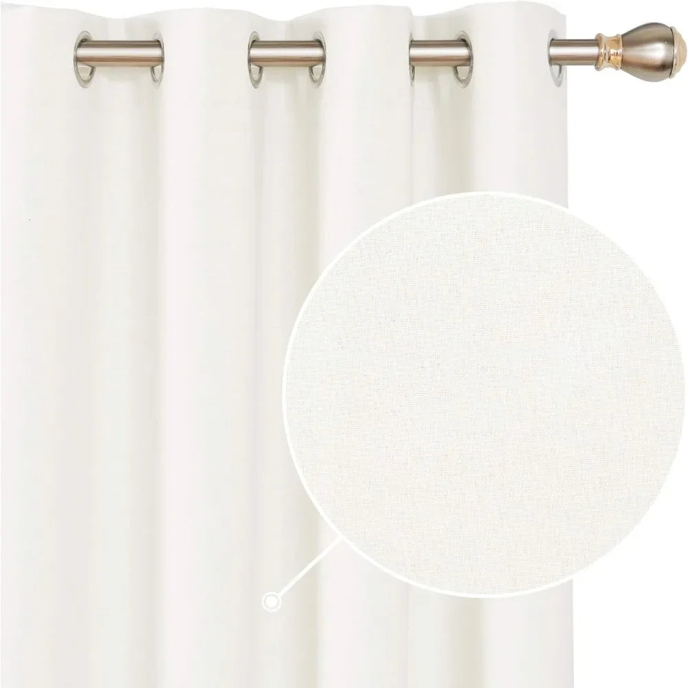 Thermal Insulated Drapes, 100% Blackout Curtains, 52" W x 96" L, White, Set of 2, Room Bedroom Darkening