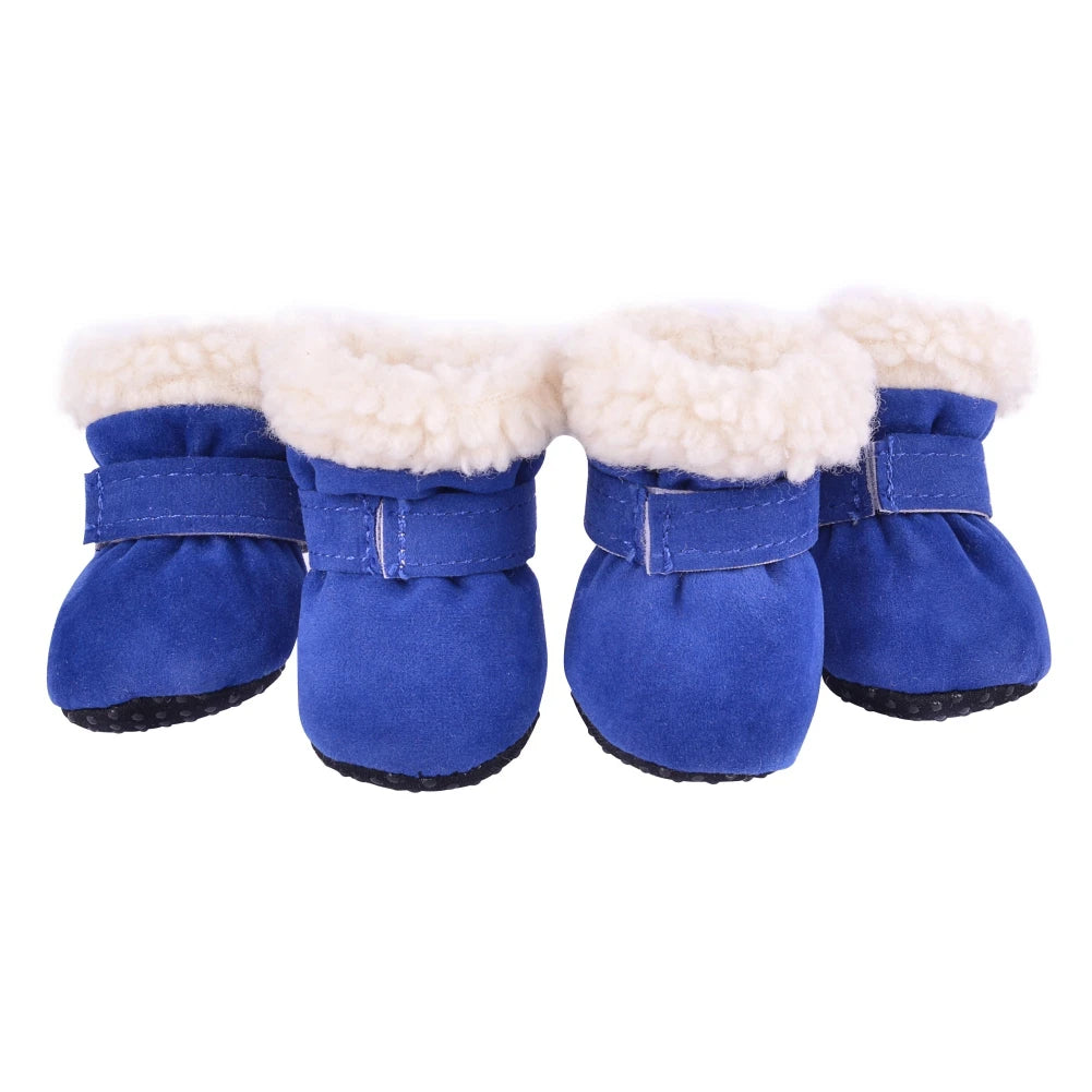 4pcs/set Plush Dog Boots Socks Comfortable Anti-Slip Footwear