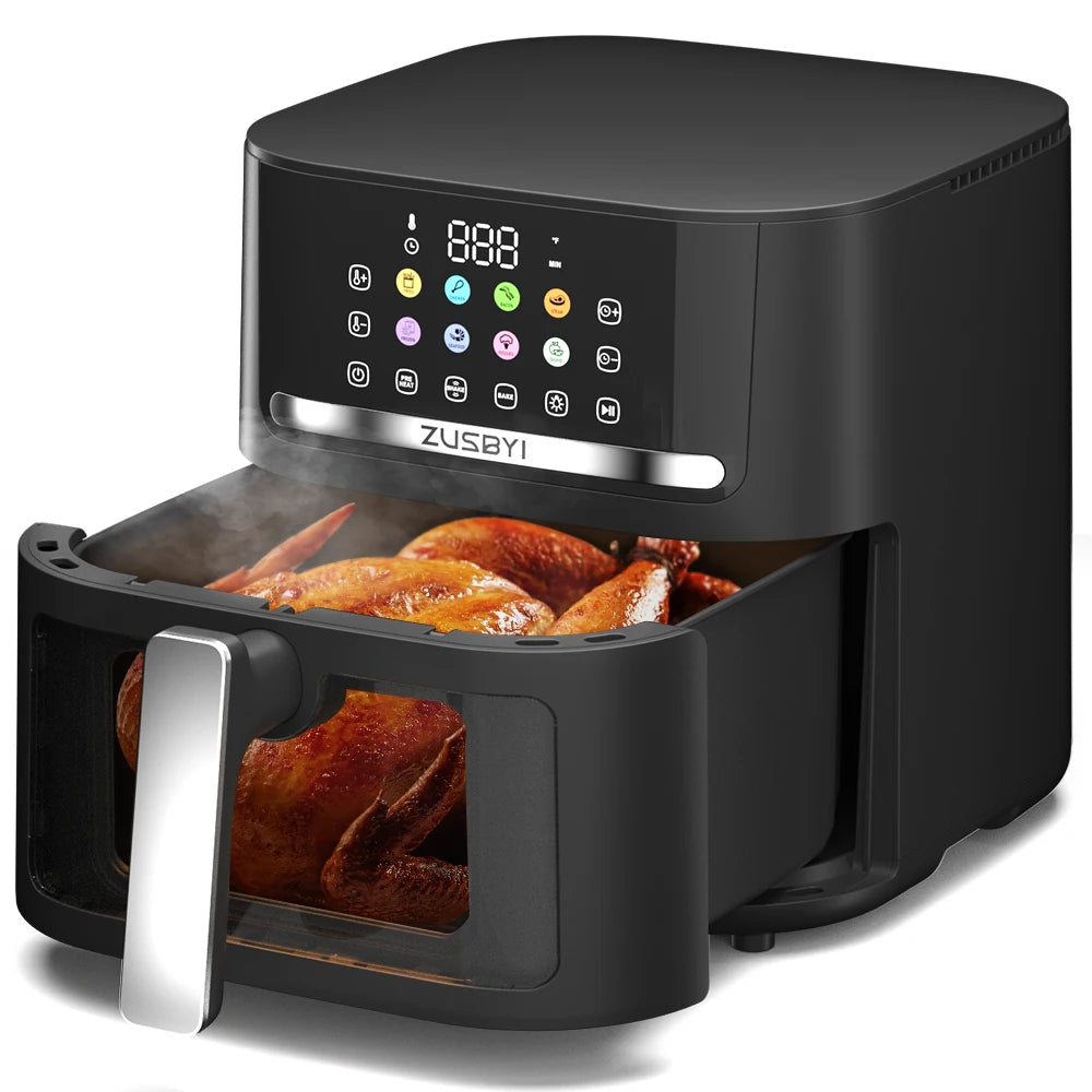 Air Fryer Oven with Visible Window, Digital Colorful Screen, 12 in 1 Customizable Functions, up to 400°F