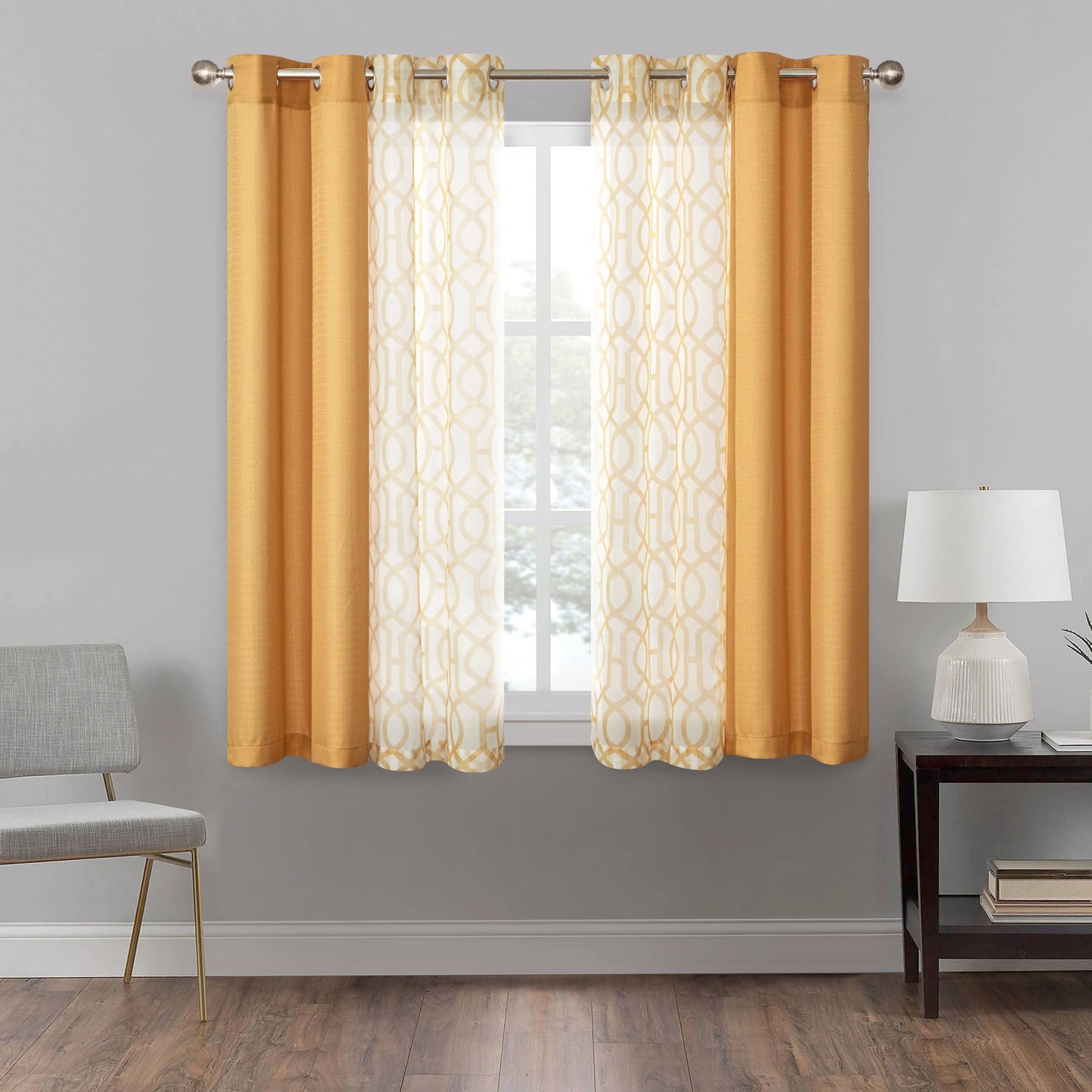 4 Piece Curtain Set, 27.5x84,27.5x63