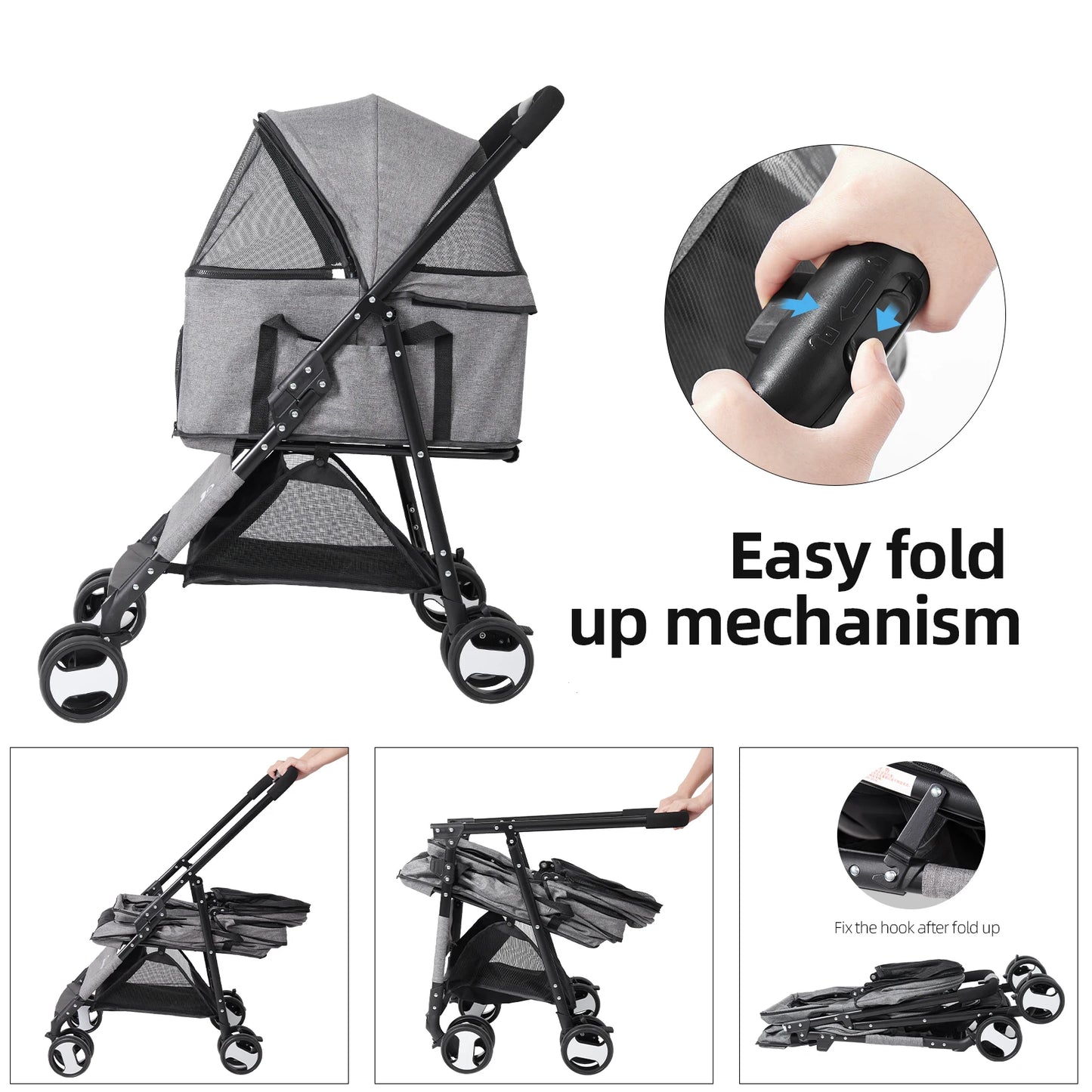 Large Pet Stroller with Detachable Carrier Cart Load 30lb