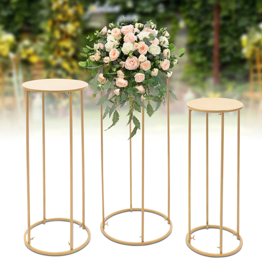 3PCS Prop Metal Art Geometric Column Wedding Party Decor Gold