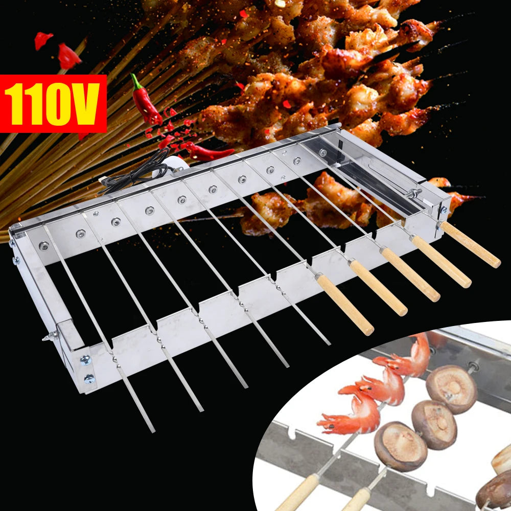 Stainless Steel Electric Rotisserie Grill Rack with Skewers