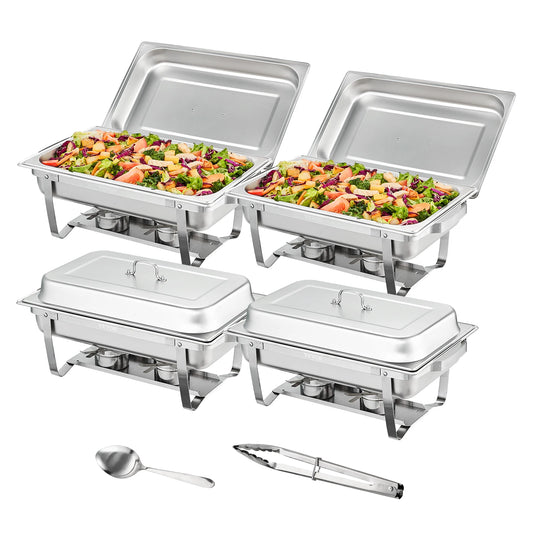 8QT Rectangle Chafing Dish 4/6 Packs Stainless Steel Chafer with Full Size pans