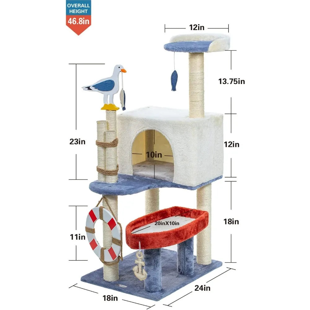 Tree Tower Condo Furniture Apartment Plush Habitat Kitten Amusement Platform with Scratch Posts