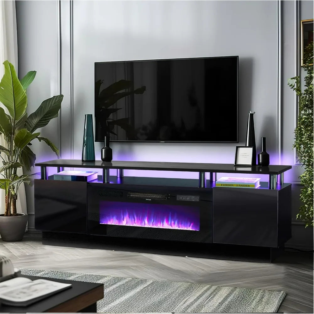 Fireplace TV Stand with 36" Electric ,LED Light Entertainment Center Stand for TVs Up to 80