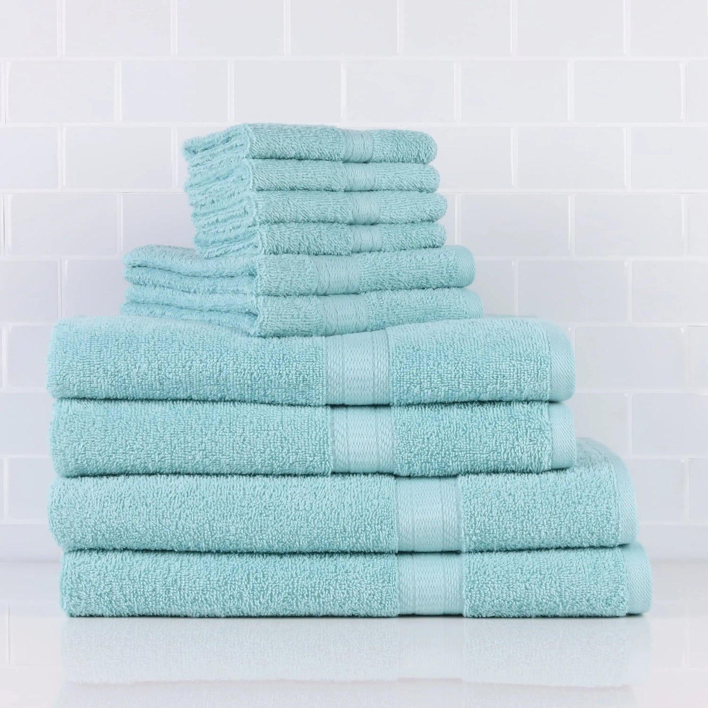 Solid 6/10/18-Piece Cotton Textured Bathroom Towel Sets