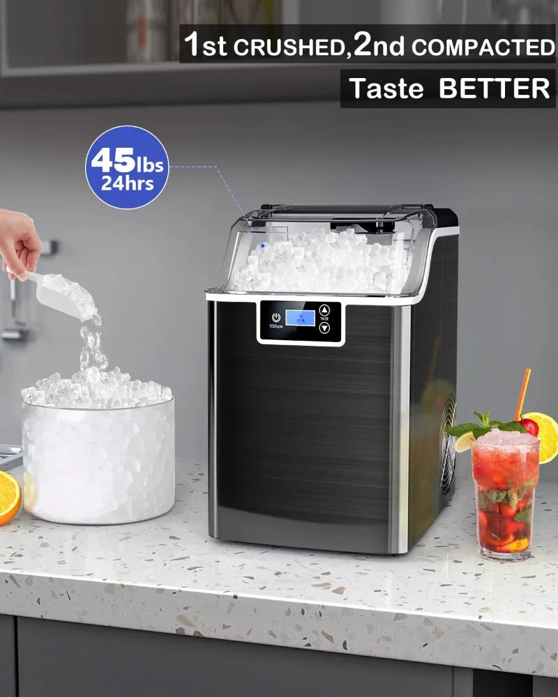 45lbs/Day, Ice Maker Crushed Ice,24H Timer,3.3 Pounds Basket