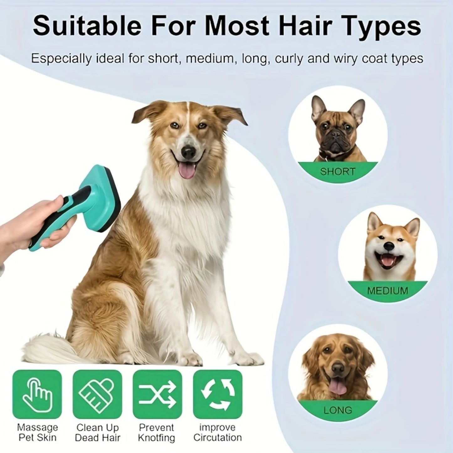 Self-Cleaning Slicker Brush for Shedding & Grooming Short Long-Haired Pets