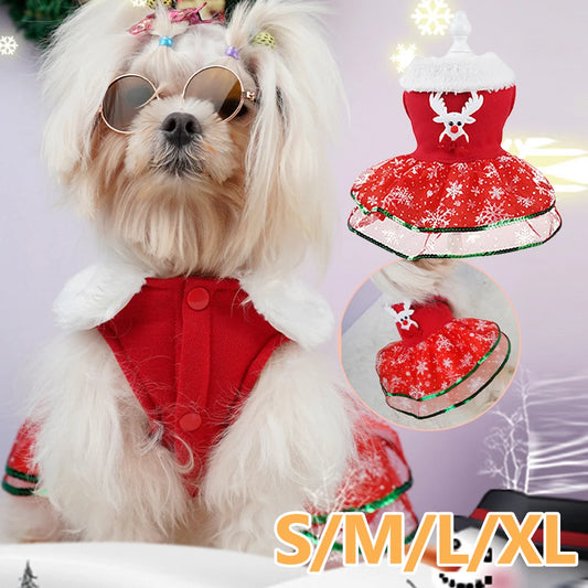 Winter Clothes Soft Pet Red Skirt Suit Comfortable Easy To Clean for Small to medium Dogs