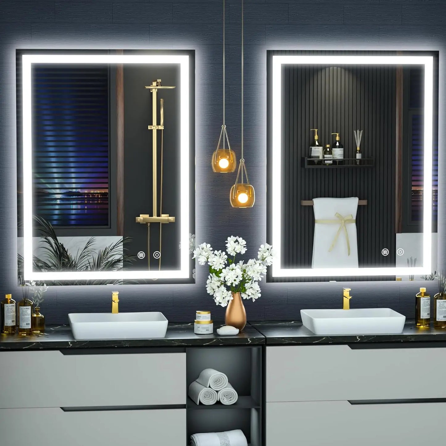 20×26 LED Lighted Vanity Mirrors for Bathroom with Anti-Fog, Dimmable, 3 Colors (Horizontal/Vertical)