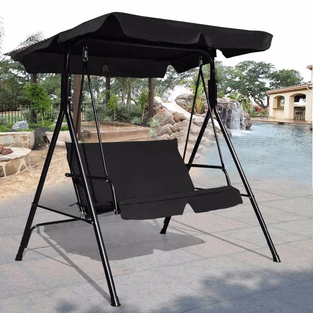 Loveseat Patio Canopy Swing Glider Hammock Cushioned Steel Frame Bench Outdoor Patio Swing Garden Furniture