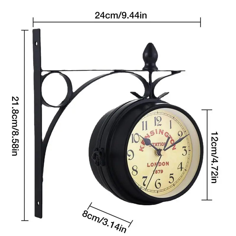 Unique Double-Sided Antique Mini Wall Hanging Clocks Living Room Bedroom Study Classic Wall Decor