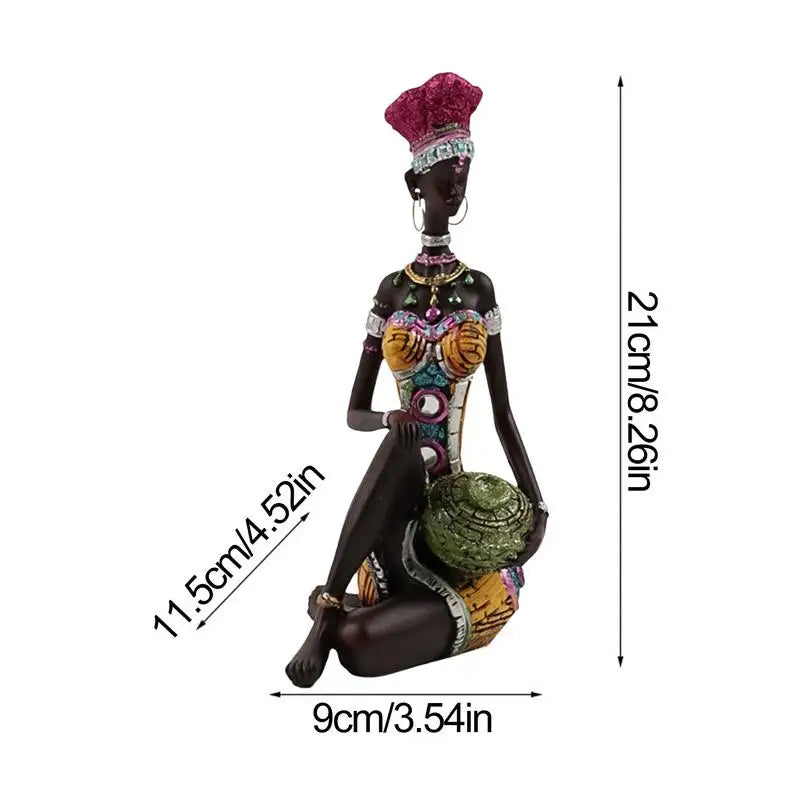 African Tribal Lady Statue for Bedroom Living Room Tabletop