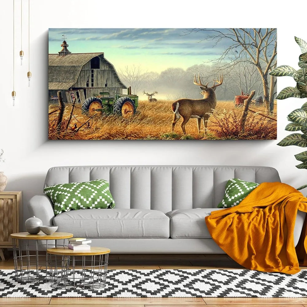 Rustic Wildlife Lodge Hunting Picture Glass Surface Artwork