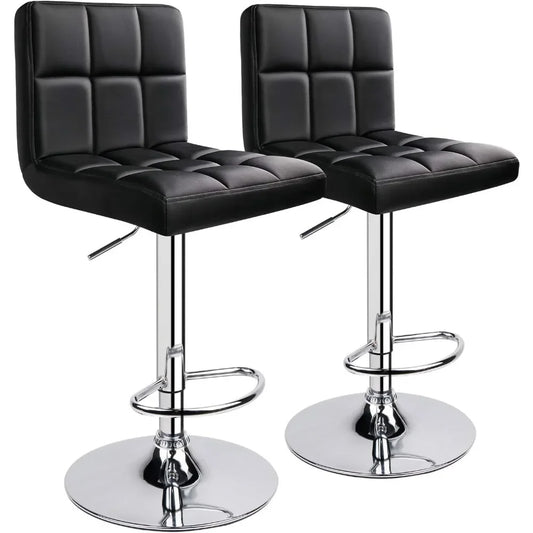 Bar Stools Set of 2 Leather Adjustable Swivel Bar Stool with Back Furniture