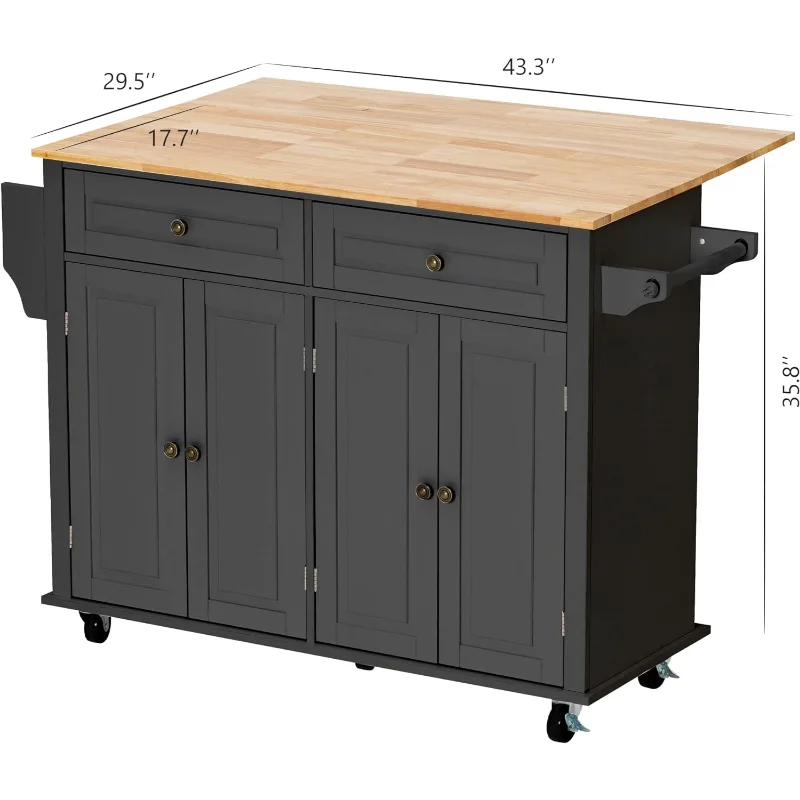 Kitchen Island Table on Wheels with Drawer