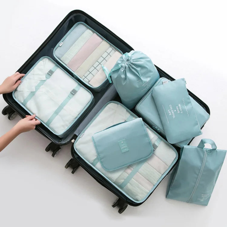 Waterproof Wash Bag Clothes Organizer Pouch 8PCS Set for Travel