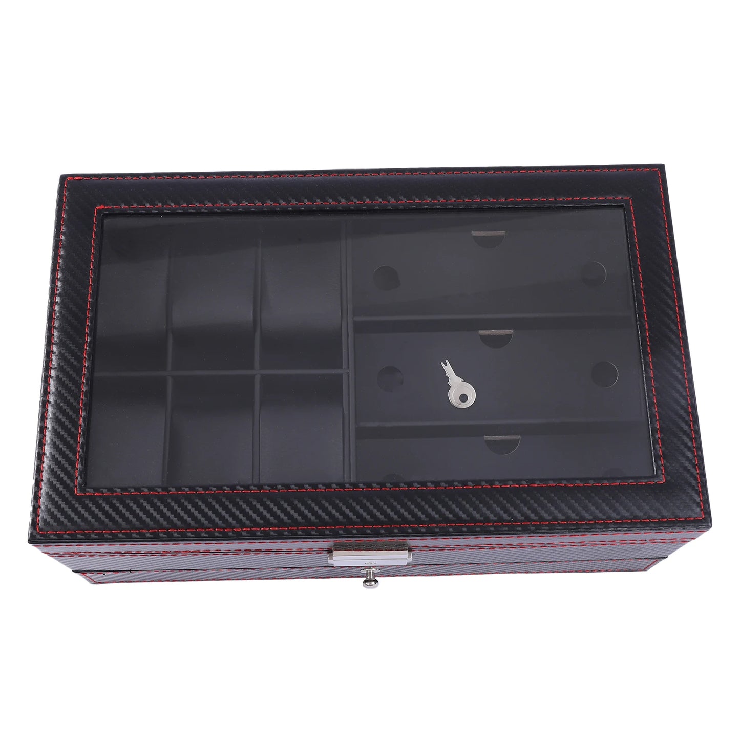Watch Box for Men Jewelry 6 Watch Holder 3 Glasses Slots Valet Drawer for Rings