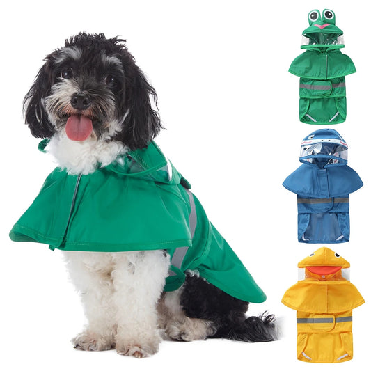 Fashionable Reflective Cute Animal Raincoat for Big Dogs