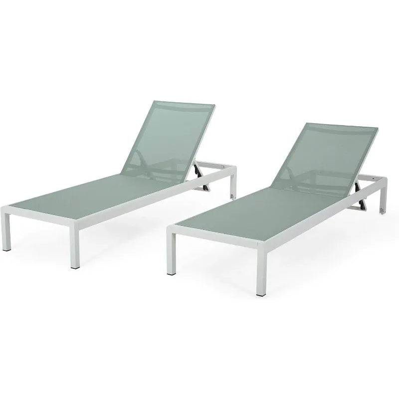 Outdoor Chaise Lounges with Mesh Seat, 2-Pcs Set