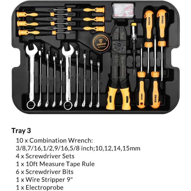 258 Piece Tool Kit with Set Mechanic Case Trolley Portable