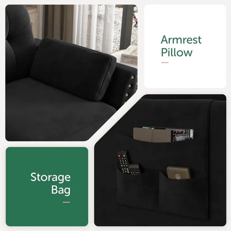 Velvet Convertible Sectional Sofa L Shaped Couch with Storage Ottoman