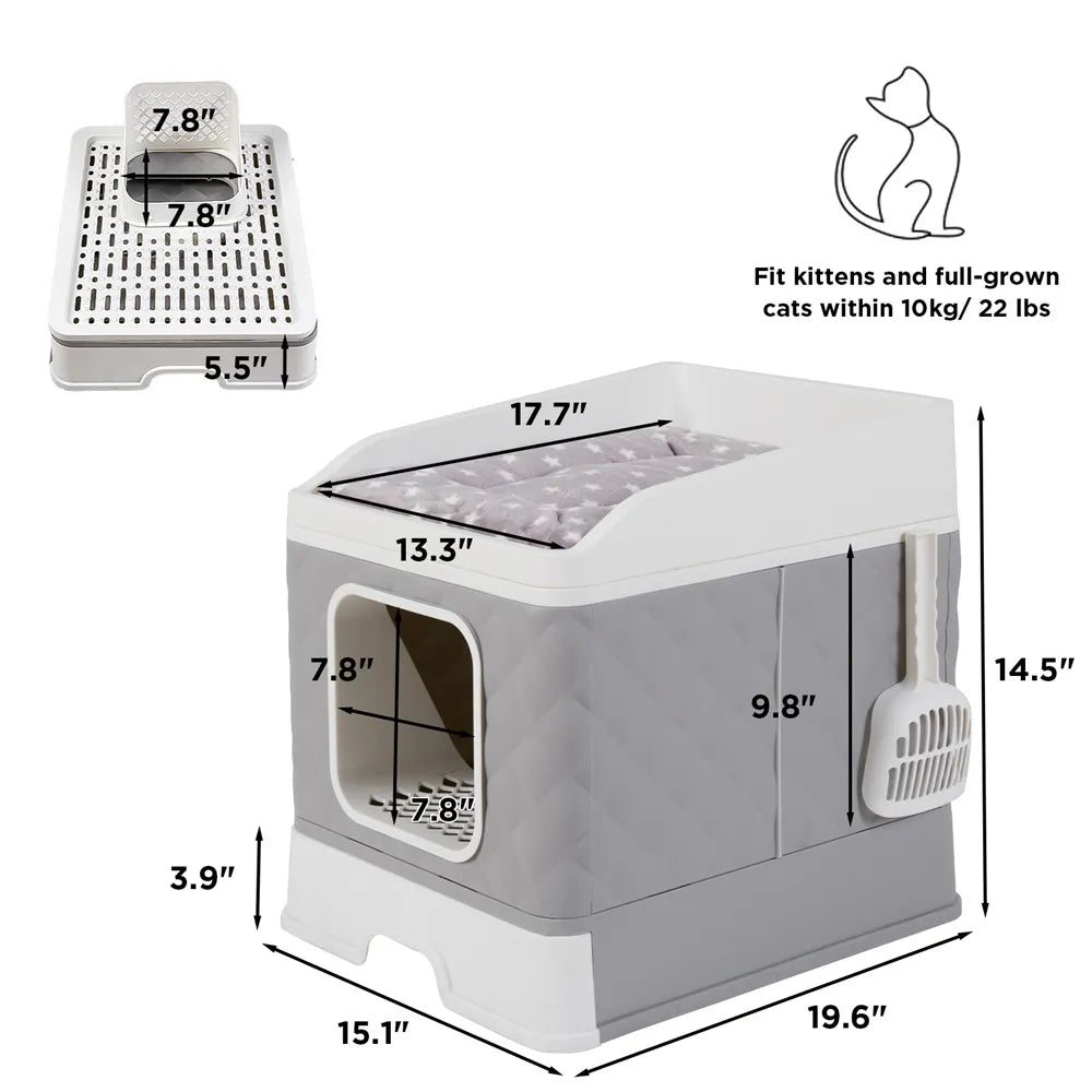 Foldable Cat Litter Box Large Pet Toilet Cát Sand Shovel Easy Clean Leak-proof