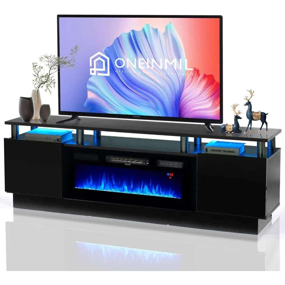 Fireplace TV Stand with 36" Electric ,LED Light Entertainment Center Stand for TVs Up to 80