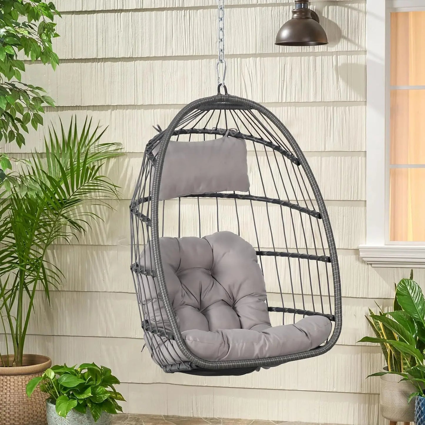 Wicker Hanging Egg Chair for Indoor Outdoor