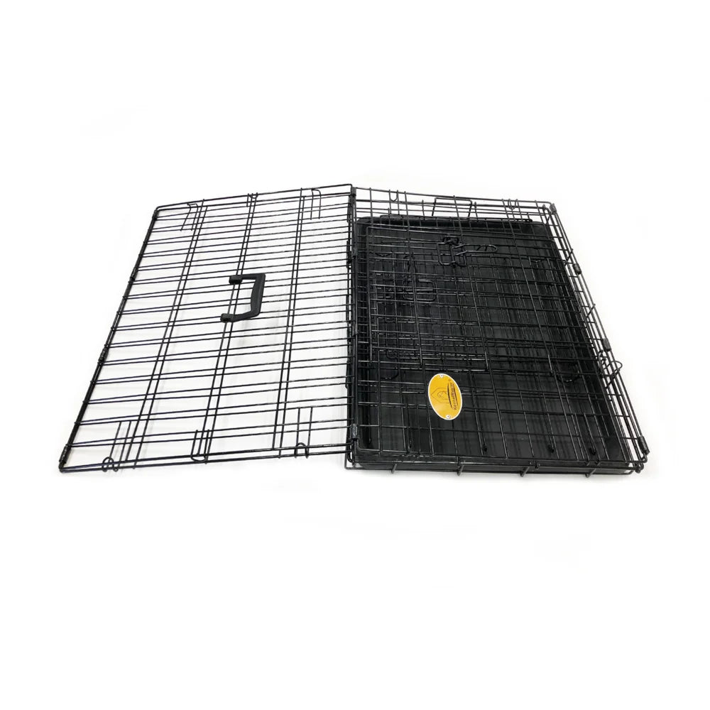 Double Door Folding Wire Dog Crate Black Medium