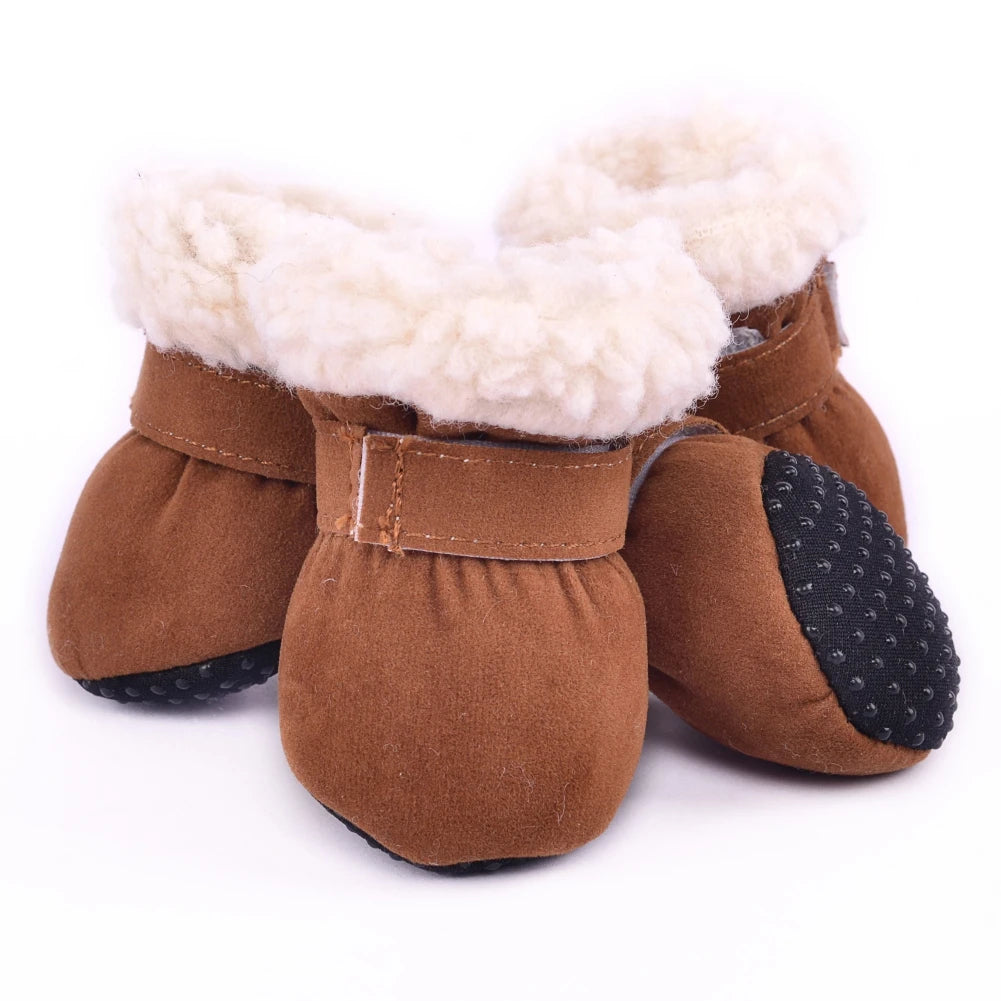 4pcs/set Plush Dog Boots Socks Comfortable Anti-Slip Footwear